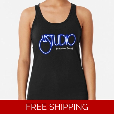 Woman A Black Racerback Tank Top W&B Logo TOS White